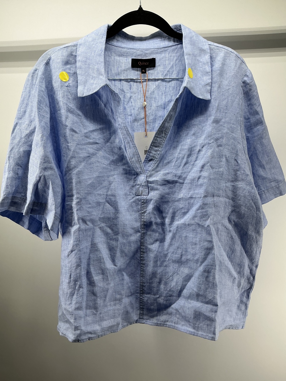100% European Linen Short Sleeve Popover Top